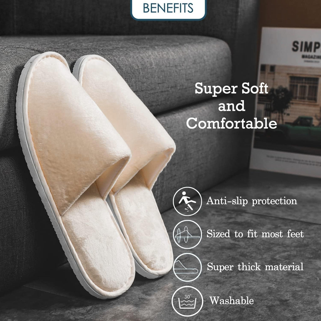 OSTADARRA 6-10 Pairs Spa Slippers, Non Slip Disposable Slippers For Guest