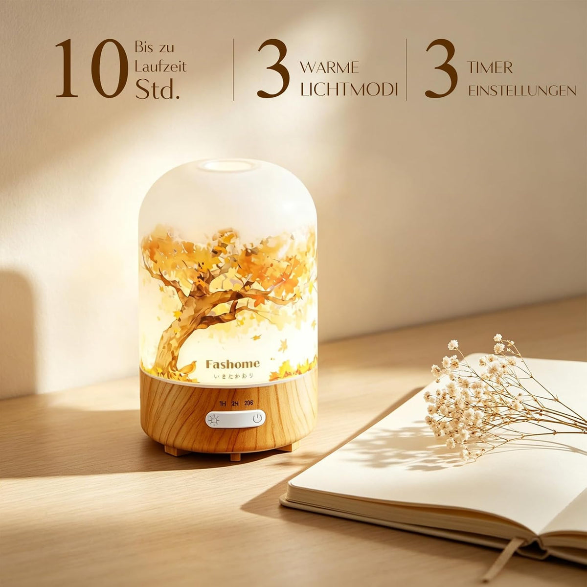 Fashome Hand-Blown Glass Diffuser, Essential Oil Aroma for Home Office Yoga