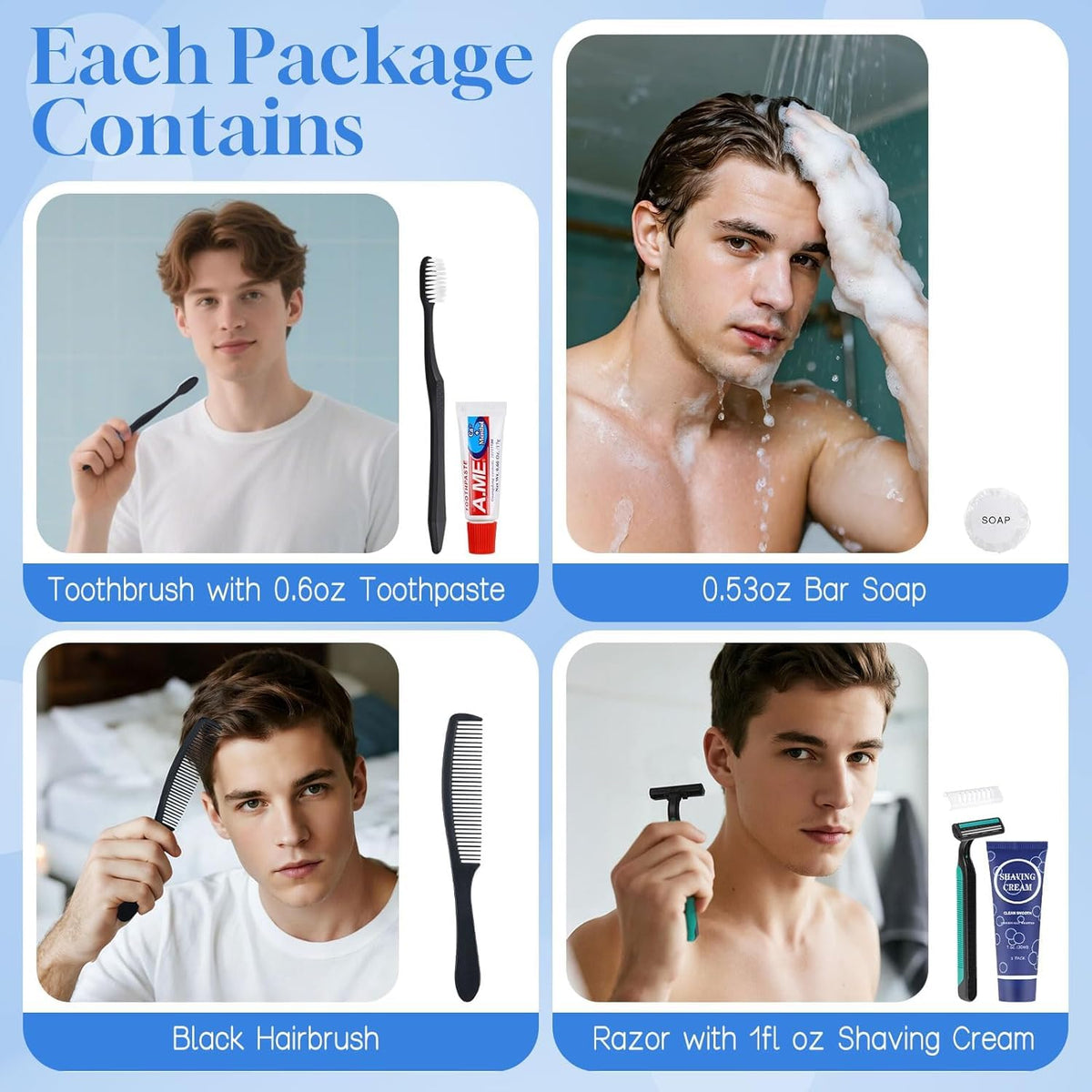 Hygiene Kits for Homeless Care Package Travel Size Toiletries Bulk 20 Pack