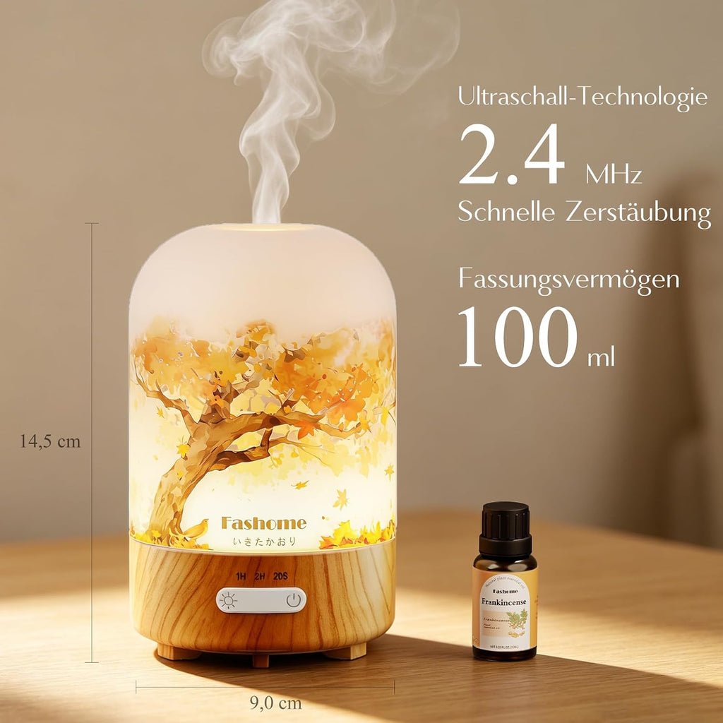 Fashome Hand-Blown Glass Diffuser, Essential Oil Aroma for Home Office Yoga