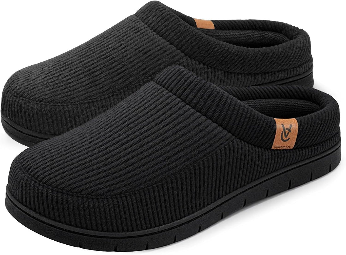 VeraCosy Men's Memory Foam Slippers Comfy Durable Moccasin House Shoes