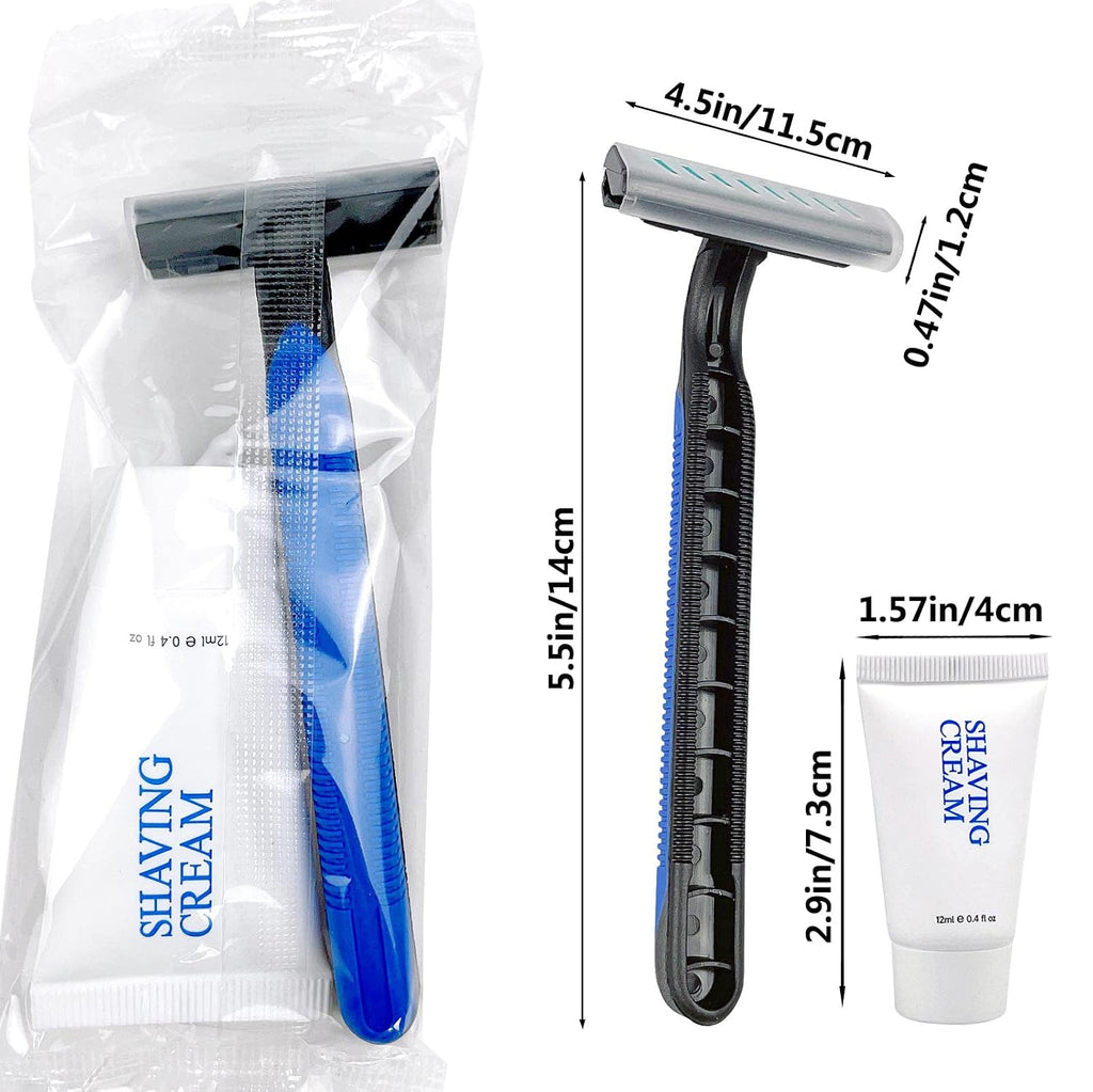 Shaving Kit in Bulk, Smooth Shave Disposable Razor and Cream(12g), 50 Pack