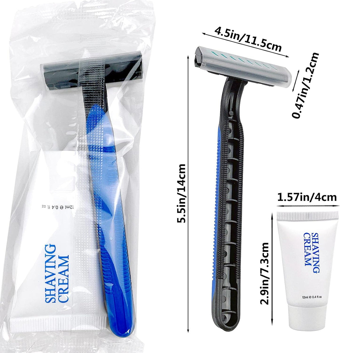 Shaving Kit in Bulk, Smooth Shave Disposable Razor and Cream(12g), 50 Pack