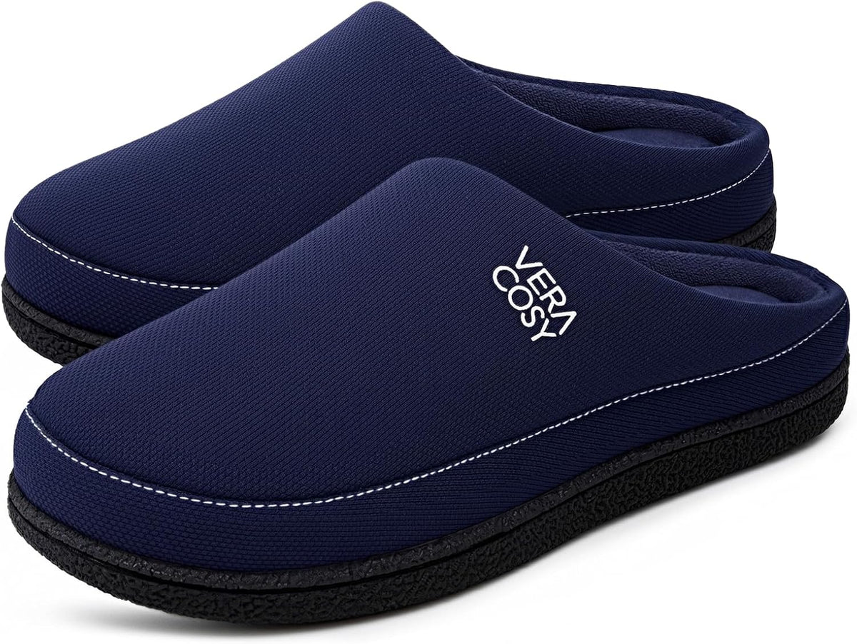 VeraCosy Men's Memory Foam Slippers Comfy Durable Moccasin House Shoes
