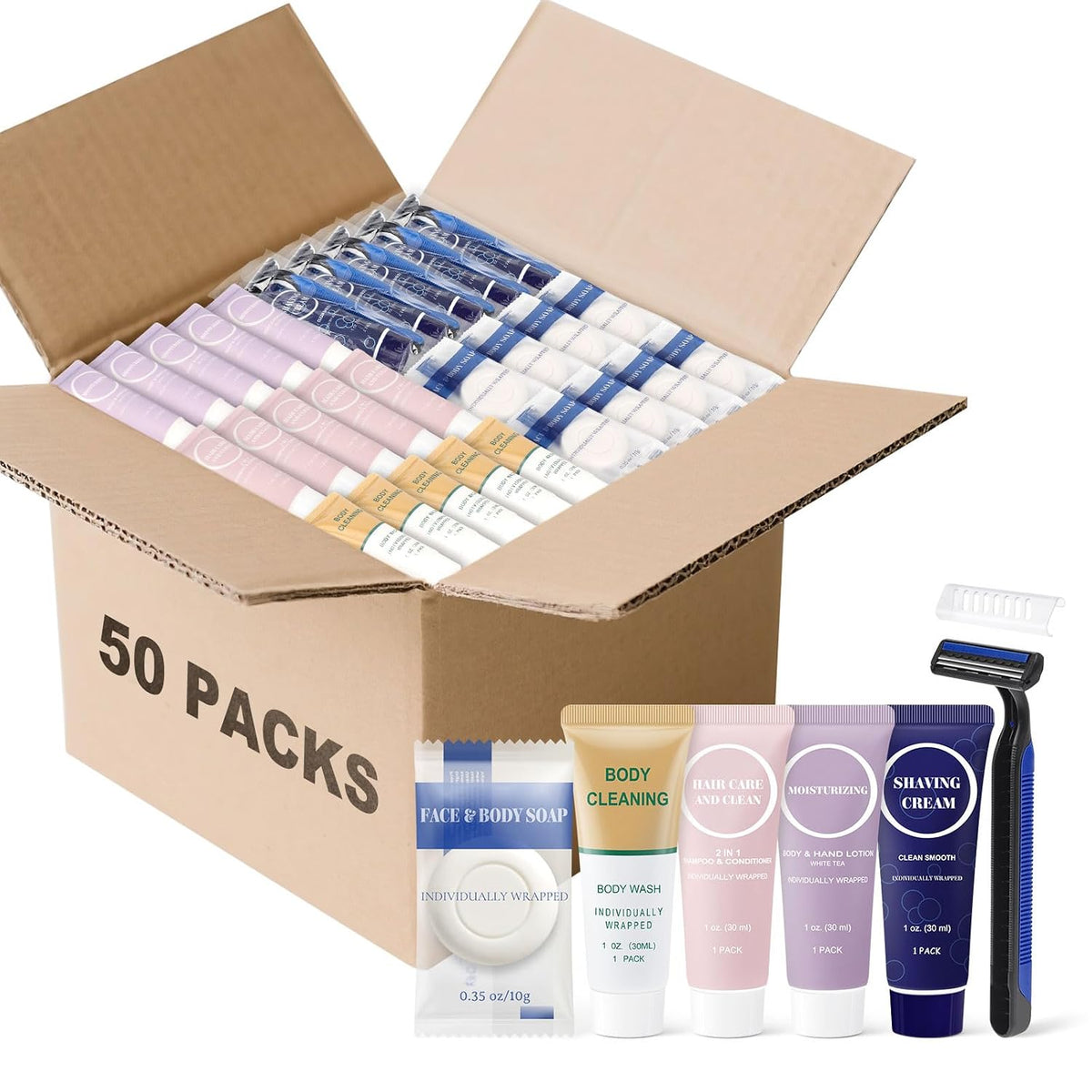 Travel Size Toiletries Bulk,Individually Wrapped 1 Fl Oz (Pack of 100)