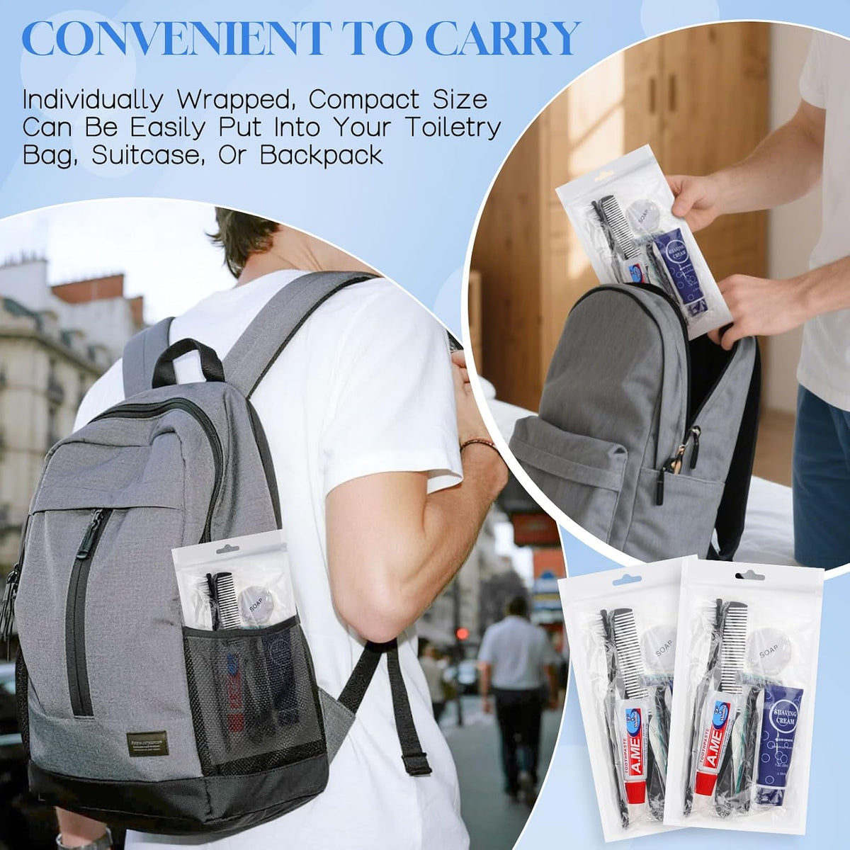 Hygiene Kits for Homeless Care Package Travel Size Toiletries Bulk 20 Pack