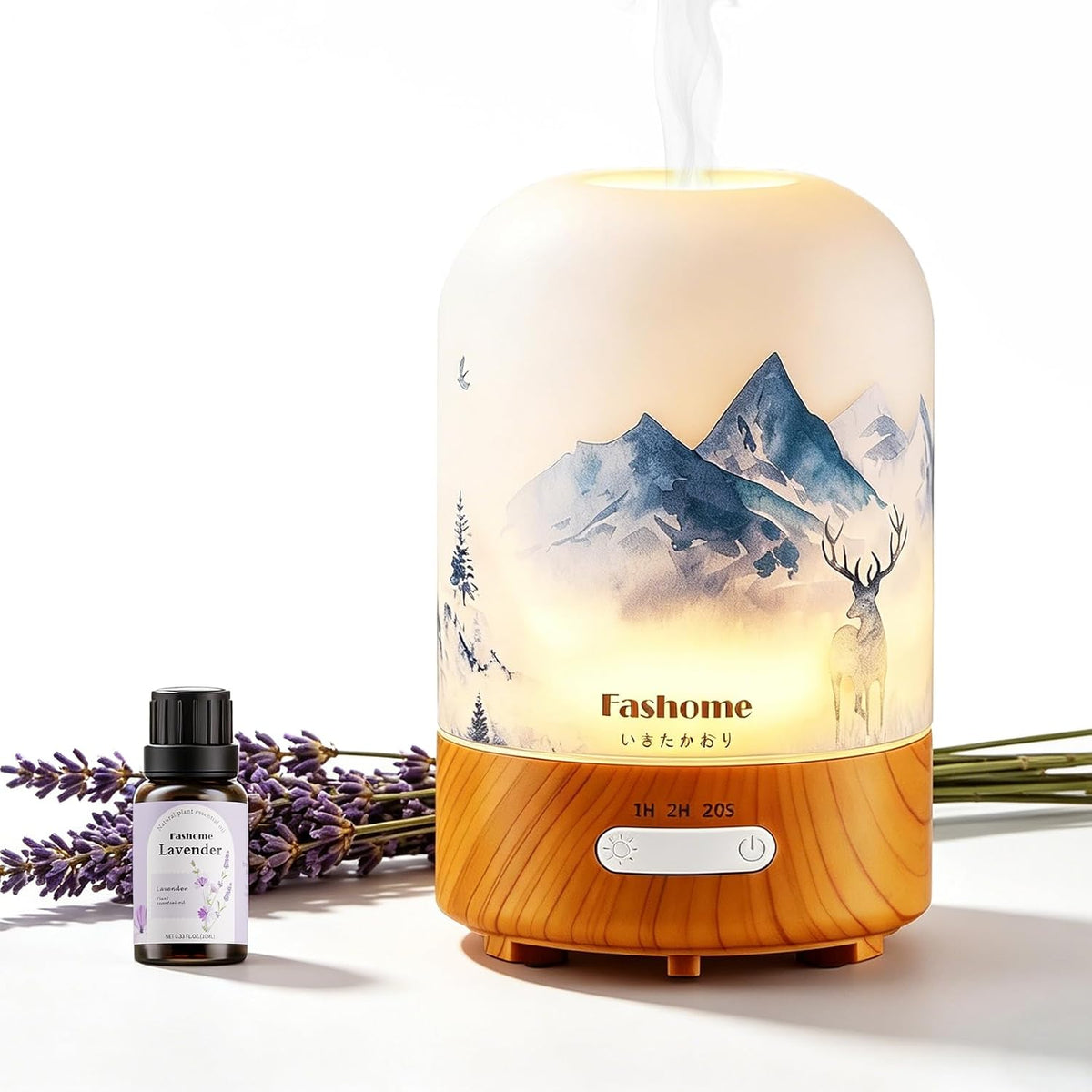 Fashome Hand-Blown Glass Diffuser, Essential Oil Aroma for Home Office Yoga