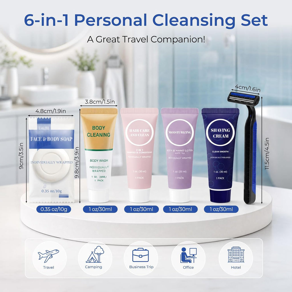 Travel Size Toiletries Bulk,Individually Wrapped 1 Fl Oz (Pack of 100)