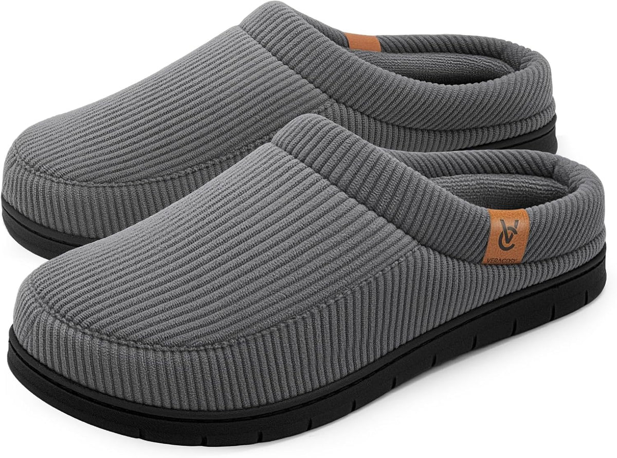 VeraCosy Men's Memory Foam Slippers Comfy Durable Moccasin House Shoes