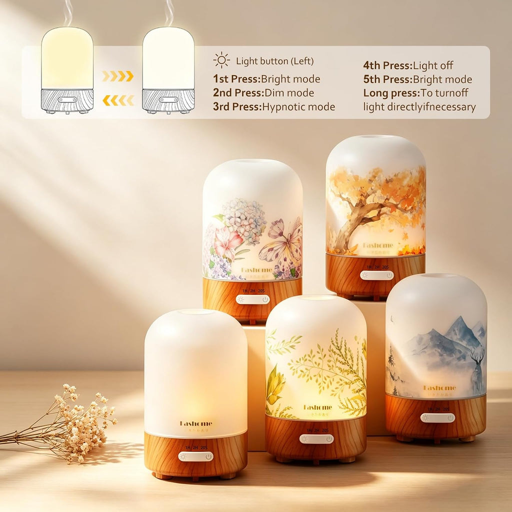 Fashome Hand-Blown Glass Diffuser, Essential Oil Aroma for Home Office Yoga