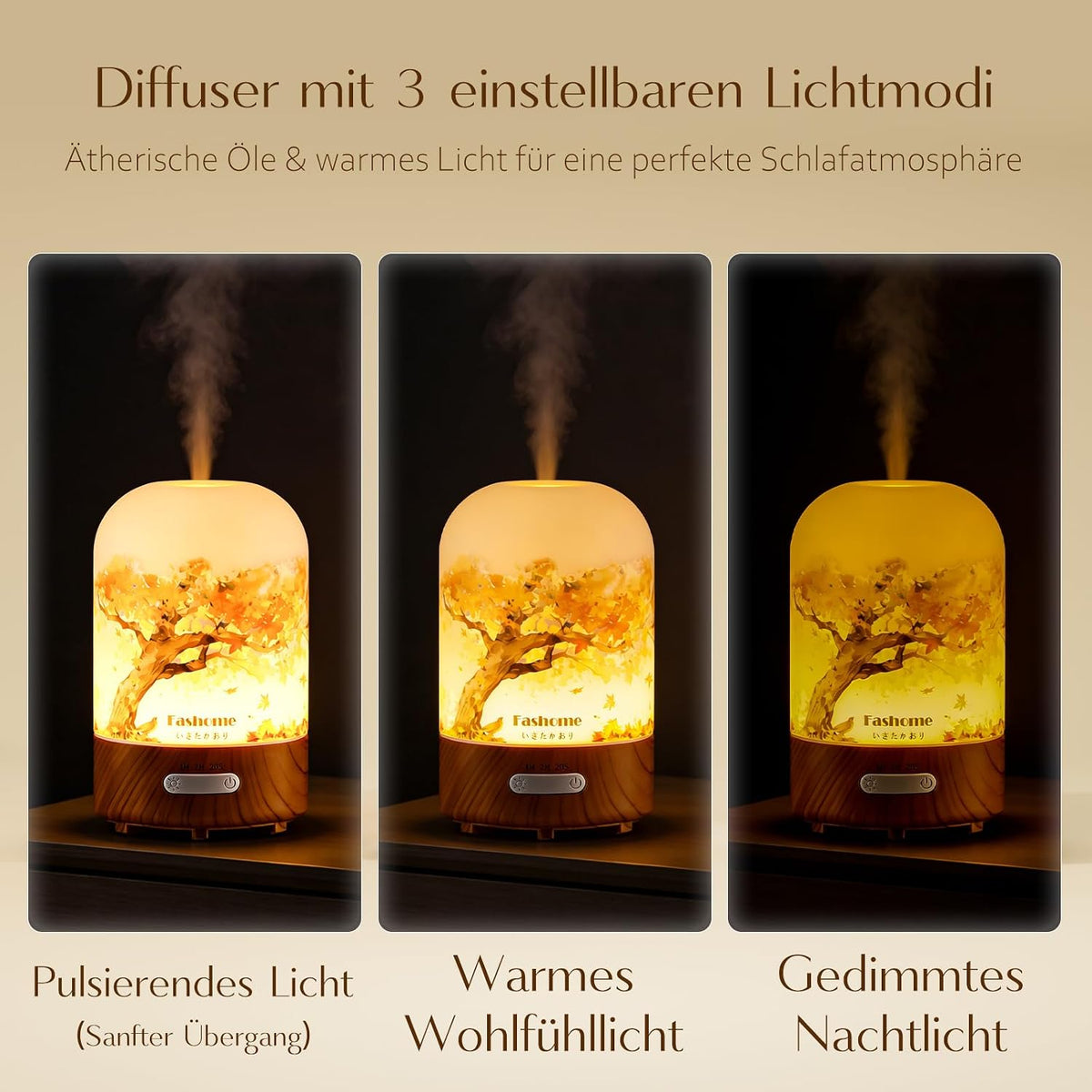 Fashome Hand-Blown Glass Diffuser, Essential Oil Aroma for Home Office Yoga