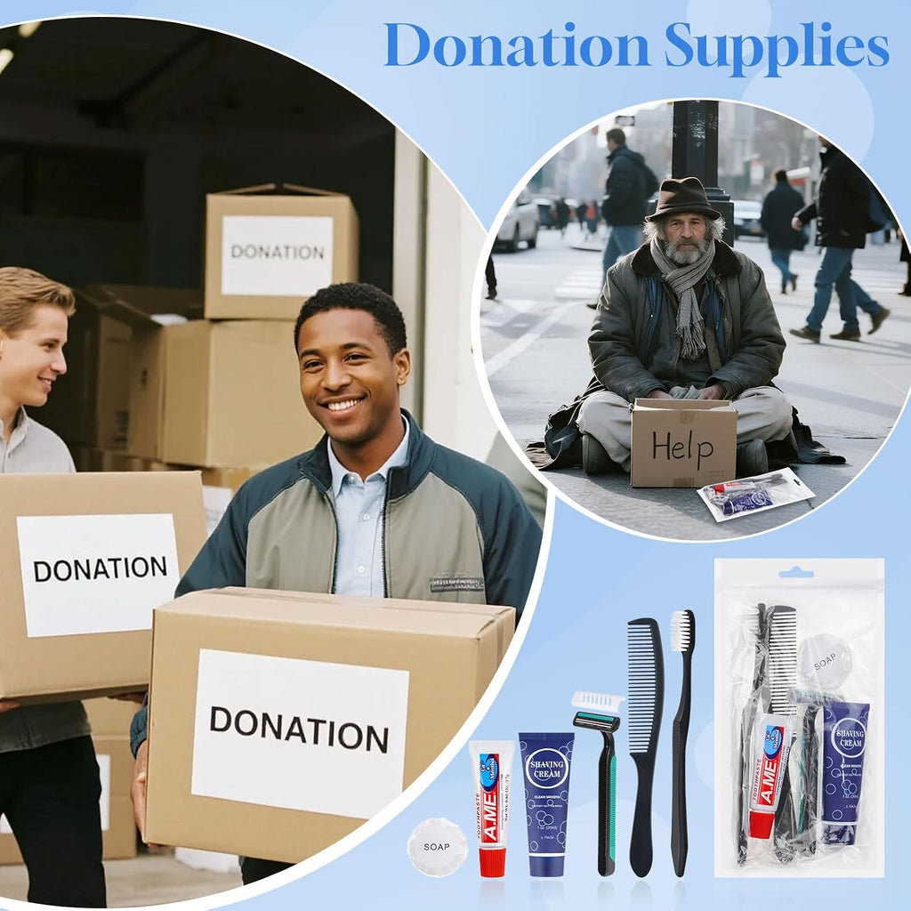 Hygiene Kits for Homeless Care Package Travel Size Toiletries Bulk 20 Pack
