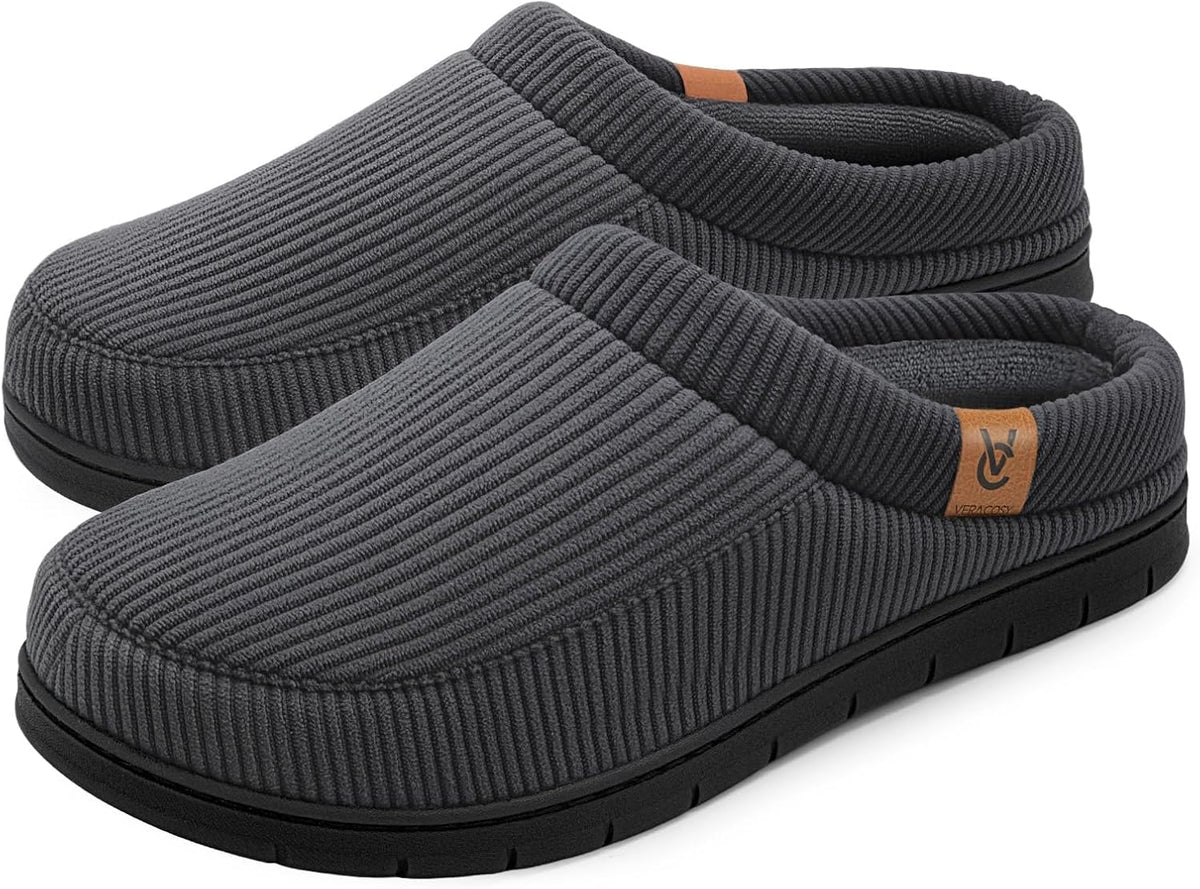 VeraCosy Men's Memory Foam Slippers Comfy Durable Moccasin House Shoes