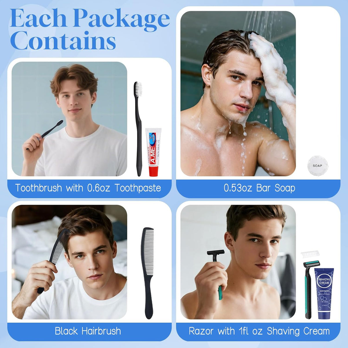 Hygiene Kits for Homeless Care Package Travel Size Toiletries Bulk 20 Pack