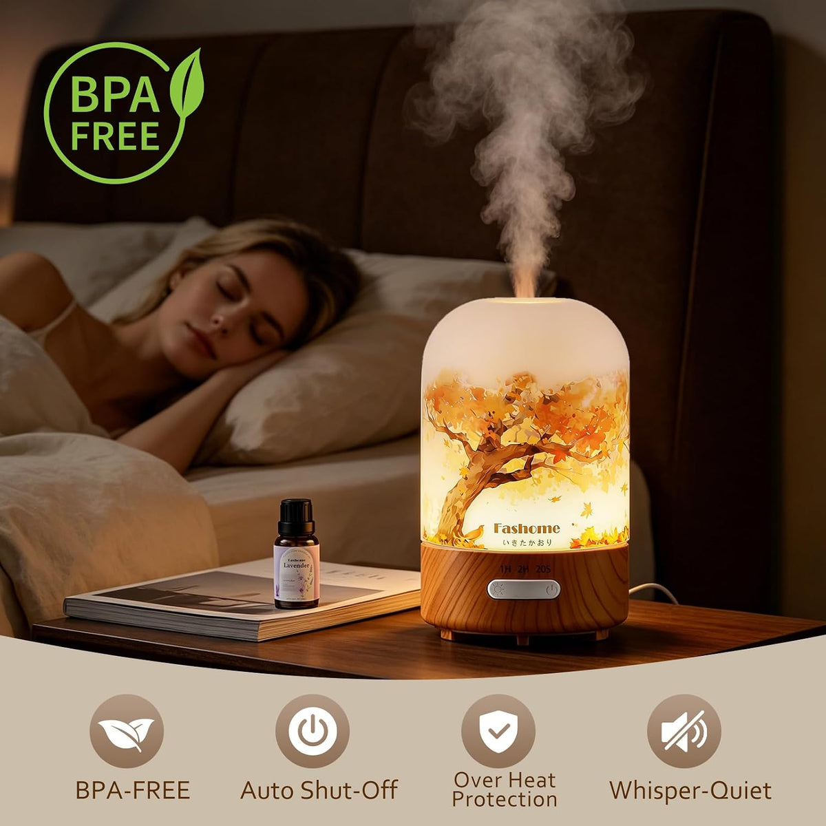 Fashome Hand-Blown Glass Diffuser, Essential Oil Aroma for Home Office Yoga