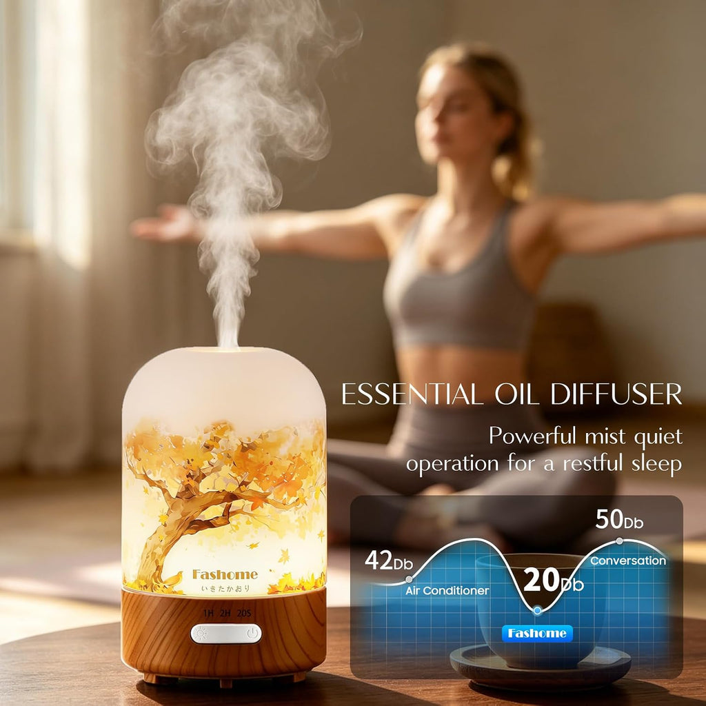 Fashome Hand-Blown Glass Diffuser, Essential Oil Aroma for Home Office Yoga