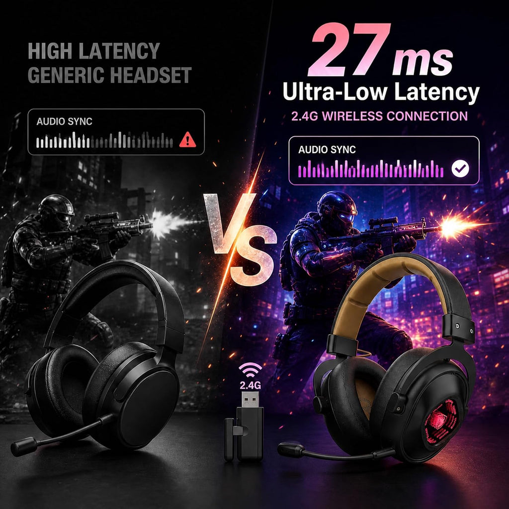 SADES Wireless Gaming Headset 7.1 Surround 90H Black for PS5 PC Switch