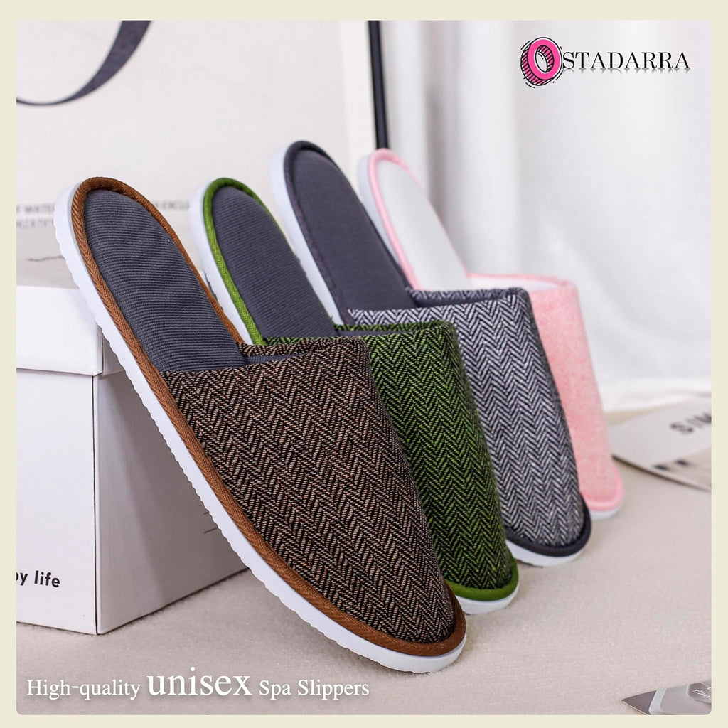 OSTADARRA 6-10 Pairs Spa Slippers, Non Slip Disposable Slippers For Guest