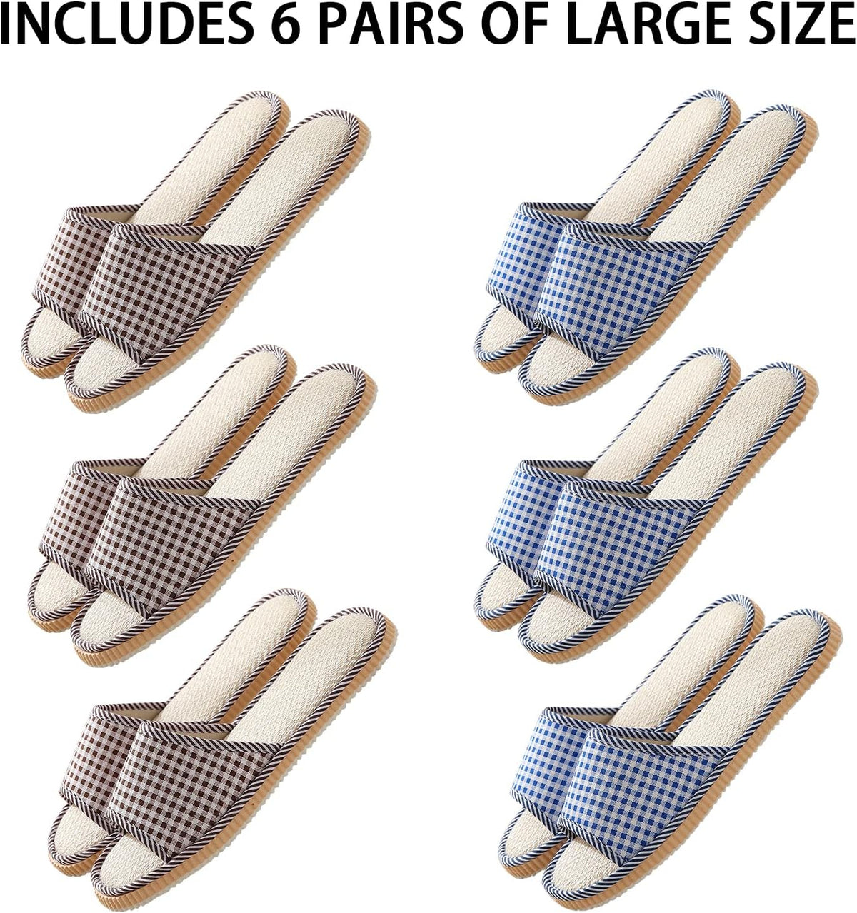 10 Pairs Washable House Slippers for Guests,Disposable Slippers for Guests,Breathable Open Toe Indoor Slipper,Spa Slipper for Guests,Home,Bedroom,Hotel,Travel,Unisex Universal Size(6 Large Size+4 Medium Size)