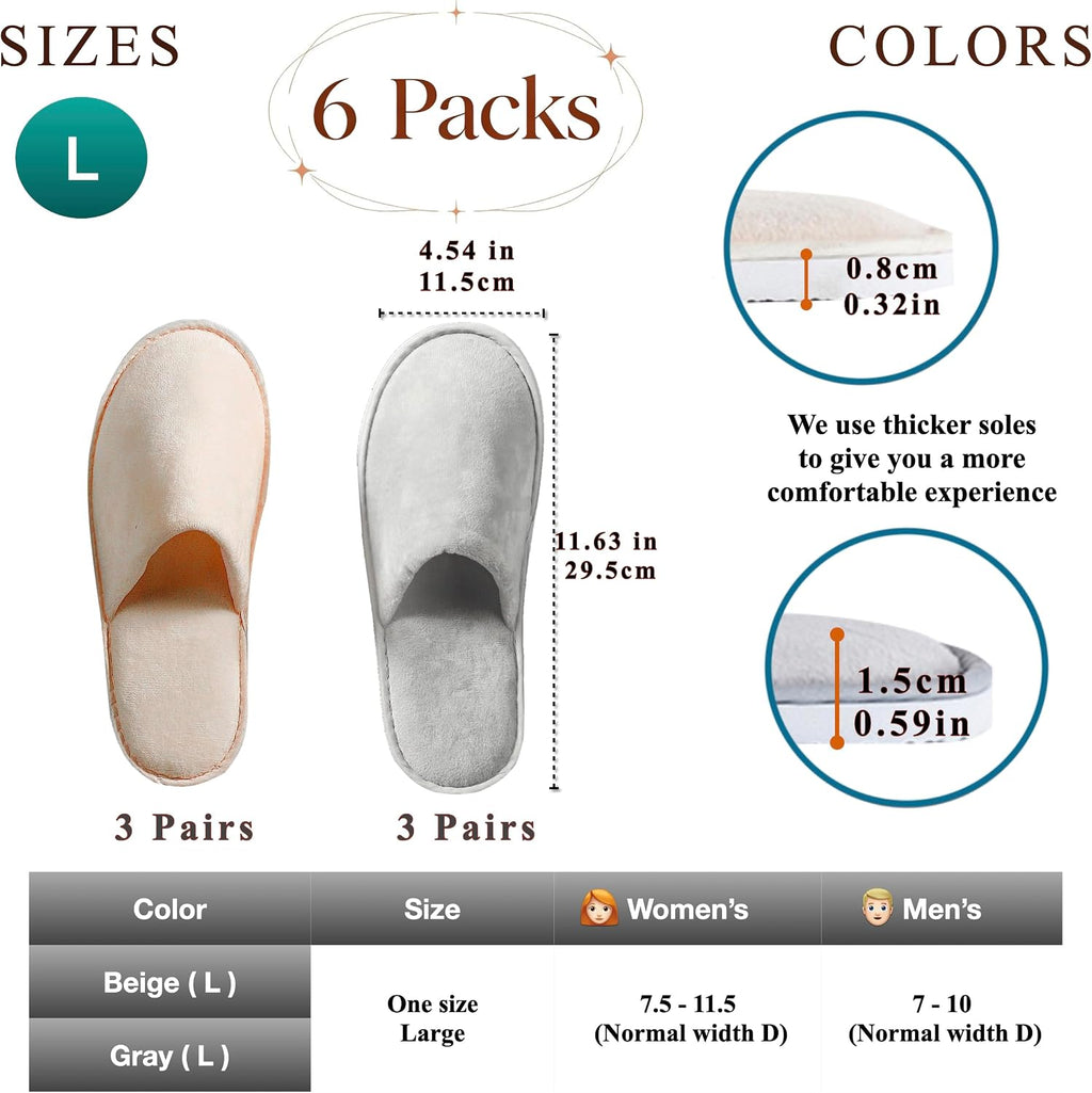 OSTADARRA 6-10 Pairs Spa Slippers, Non Slip Disposable Slippers For Guest