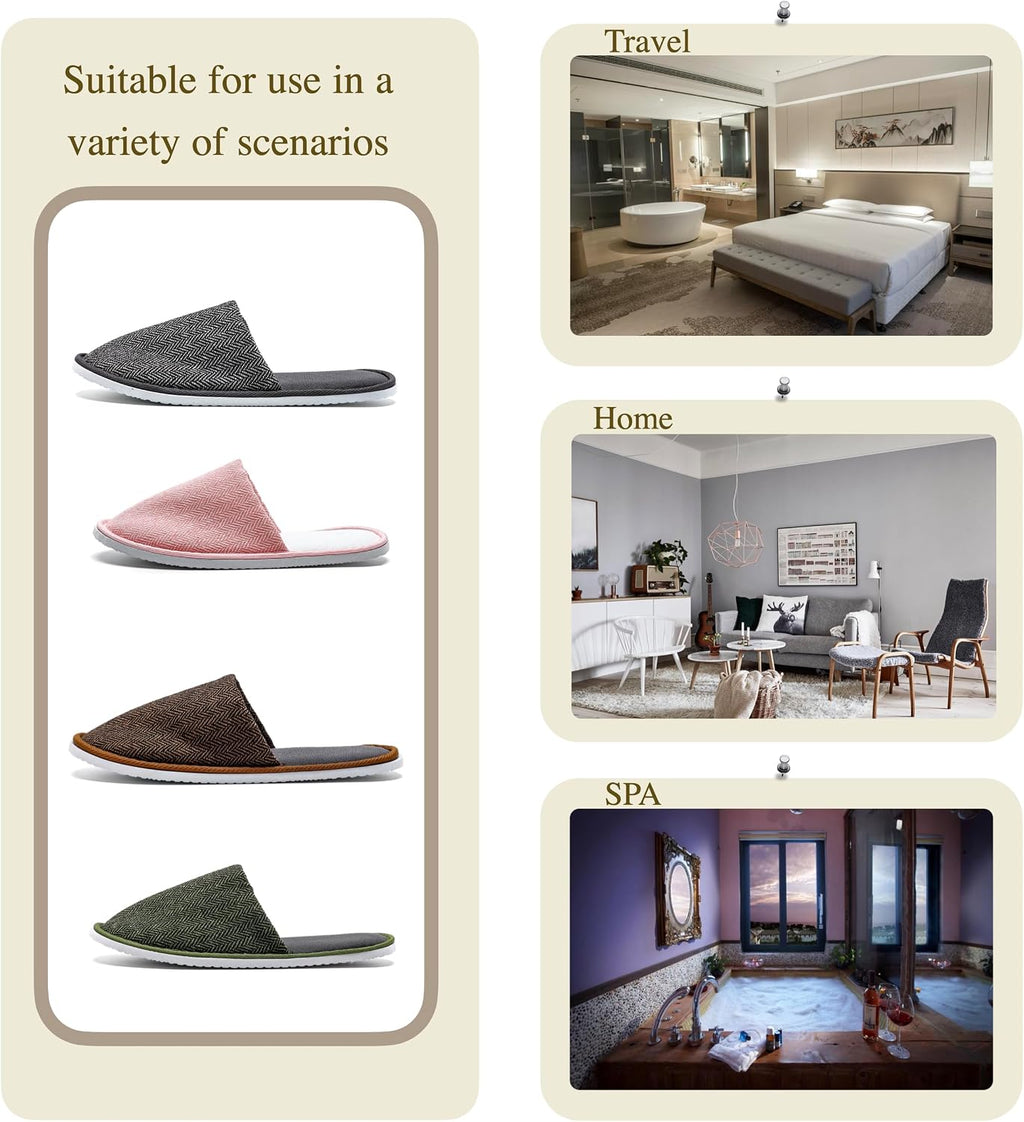 OSTADARRA 6-10 Pairs Spa Slippers, Non Slip Disposable Slippers For Guest