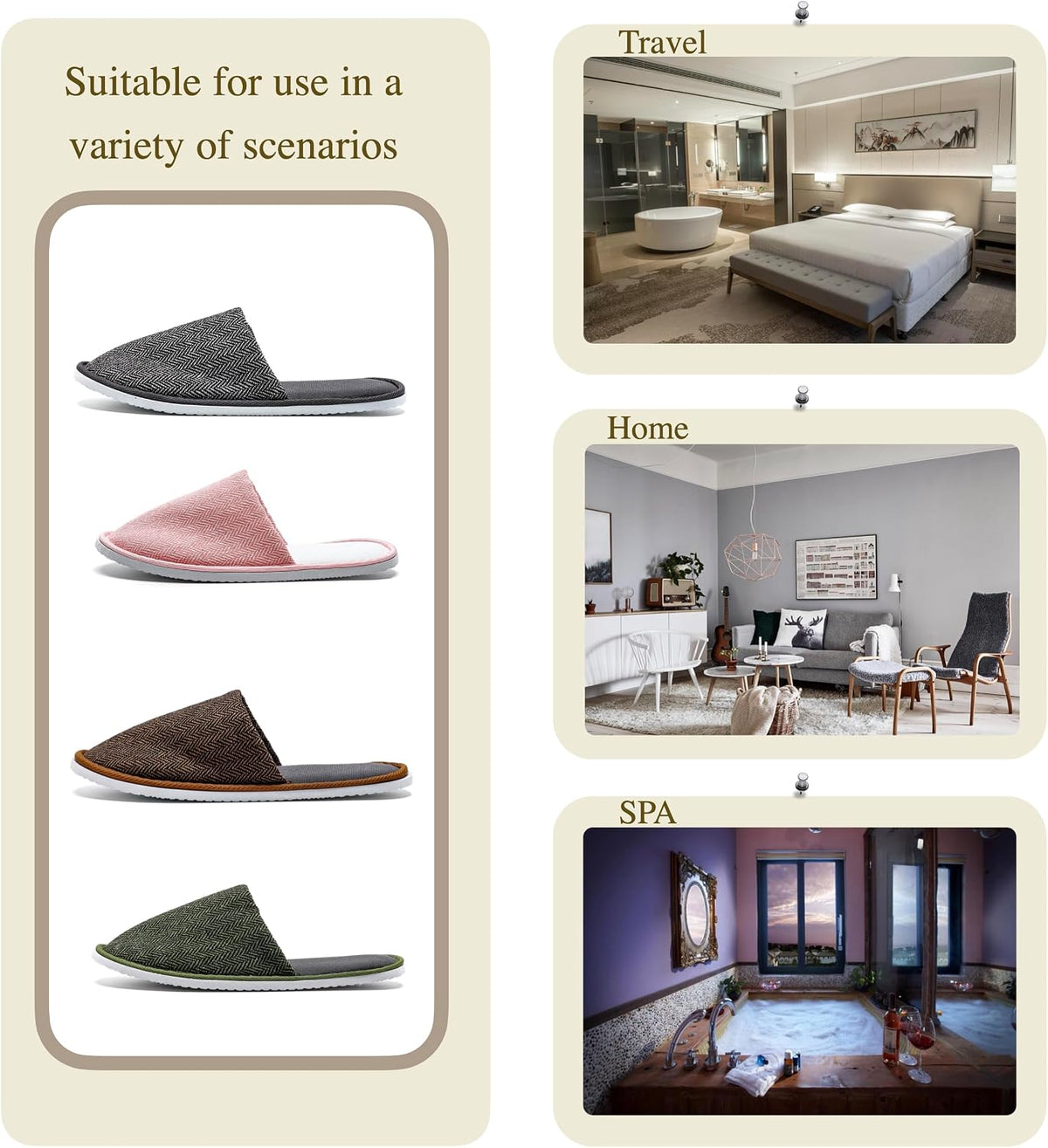 OSTADARRA 6-10 Pairs Spa Slippers, Non Slip Disposable Slippers For Guest