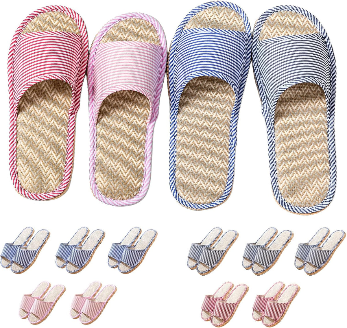 10 Pairs Washable House Slippers for Guests,Disposable Slippers for Guests,Breathable Open Toe Indoor Slipper,Spa Slipper for Guests,Home,Bedroom,Hotel,Travel,Unisex Universal Size(6 Large Size+4 Medium Size)