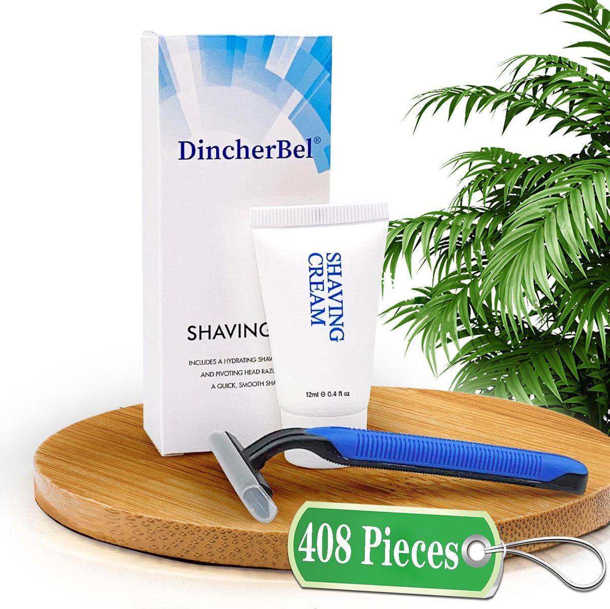 Disposable Shaving Kit in Bulk, 408Pack Twin Blade Razors and Cream(12g)